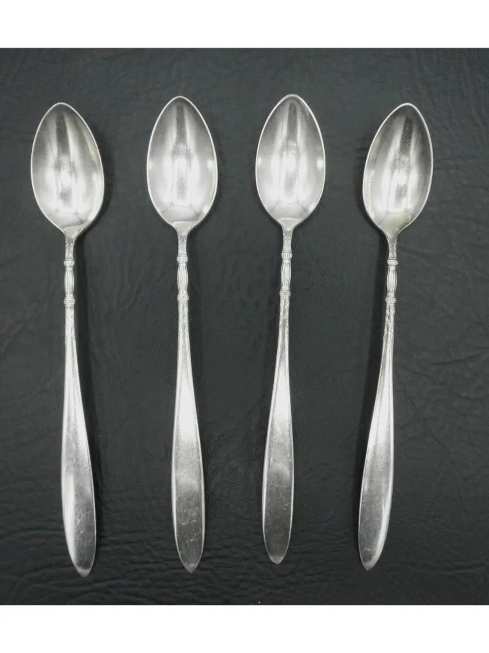Roger Bros 1847 Queen Ann St. Moritz Ice Tea Spoon Set of 4 Silverplate 1910